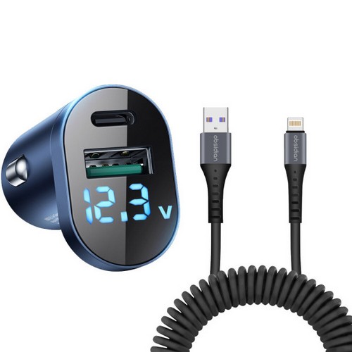 코모란트 옵시디언 차량용 48W 시거잭 충전기 CT-CCD48AC + 라이트닝 8핀 케이블_이미지