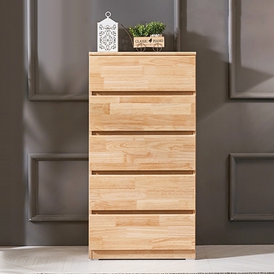 BIF보루네오  앳홈 테드 러버 원목 5단 서랍장 600