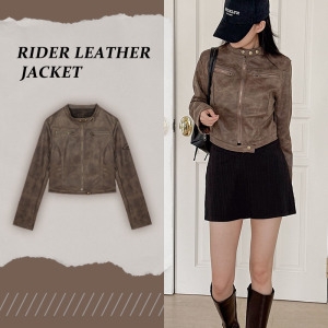 쉬크 라이더 레더 가죽 자켓 // 빈티지 느낌 유니크 디자인 힙 스탠다드핏 ES-4020