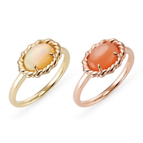 도로시 14K 트윌 천연석 반지(오팔/문스톤)