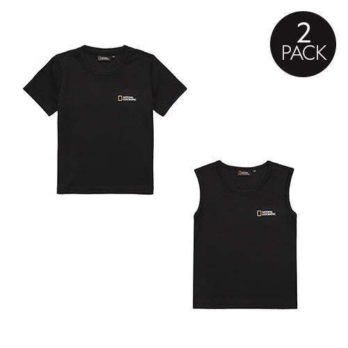 내셔널지오그래픽 N205KPA910 키즈 2PACK 민소매반팔 티셔츠 CARBON BLACK_이미지