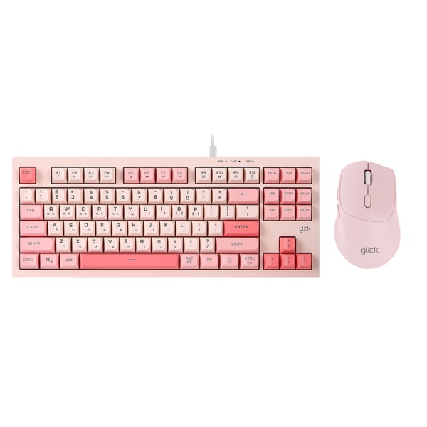 지클릭커 OFFICEPRO OPS60 사일런스 M 다쿠아즈 87 키보드 마우스 세트 (Coral)