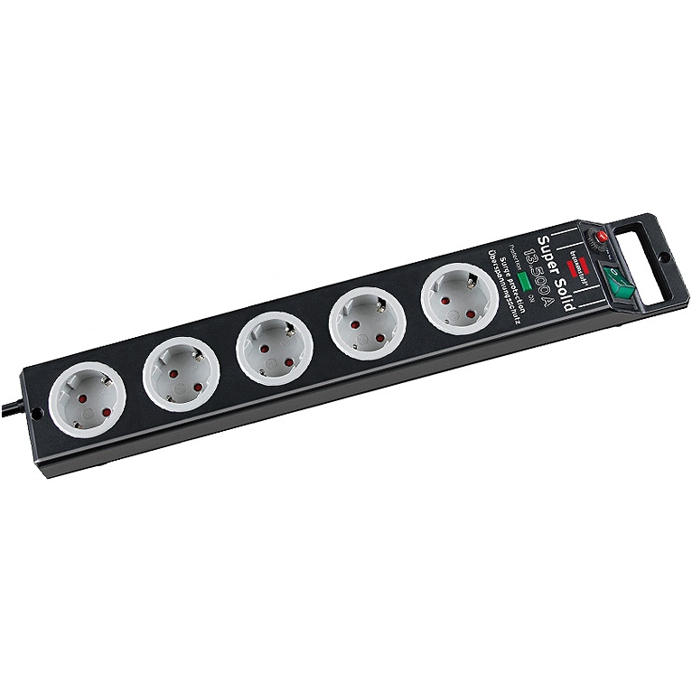 슈퍼솔리드 라인 5구 메인스위치 서지보호 멀티탭 블랙