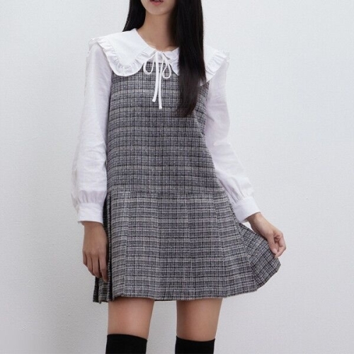 미쏘 스퀘어넥 플리츠 미니 원피스 MIWOWCV02G-T_이미지