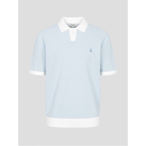  빈폴 멘 투톤 오픈칼라넥 니트 스카이블루 BC5751C14Q