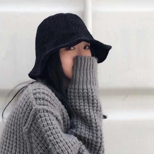 W4C6380 여성 버킷햇 패션 검정색 가을 겨울 패션 여행 모자 여성벙거지모자 중년여성모자 여자연예인모자 복수할인_이미지