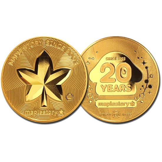 한국조폐공사 메이플스토리 20주년 기념메달 (금) 31.1g_이미지