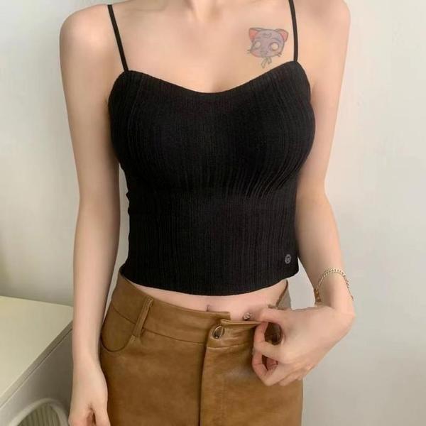 웨이브 크롭 끈조절 캡 일체형 나시 레이어드 바캉스룩 피서룩 S15240713