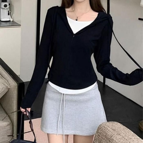 오노마 ONM 티셔츠 후드 데일리 여자 긴팔티 여자 환절기 티 41326397_이미지