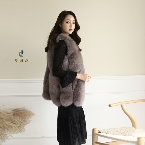 모비퍼 MBG701 3컬러  폭스조끼 폭스코트 모피코트
