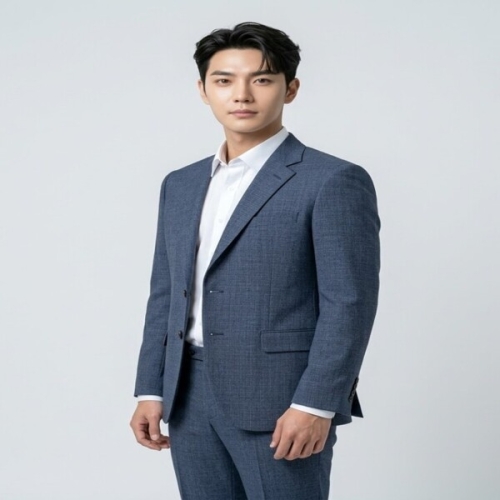 BY 블루 체크 모혼방 스트레치 수트 셋업-M5DB2211004B_M5