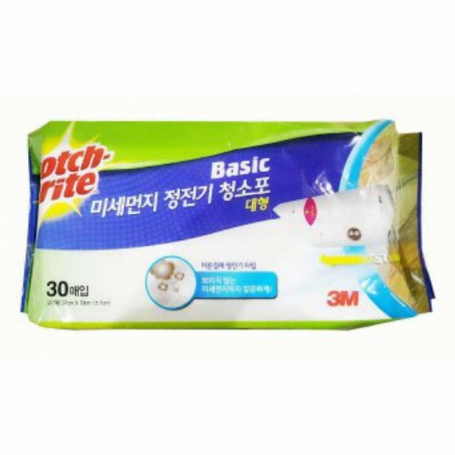 3M 스카치브라이트 베이직 미세먼지 정전기 청소포 대형 30매 (12개)_이미지