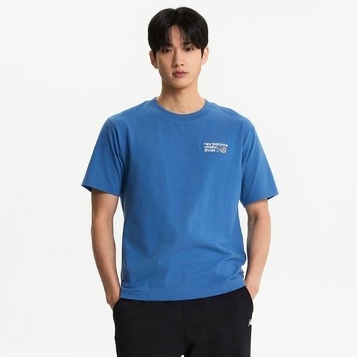 뉴발란스 판 공용 그래픽 반팔 티셔츠 세미 오버핏 블루 MT41908