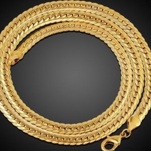 18K W2BCA2D 목걸이6mm-60cm gp 골드 체인 남성 목걸이OC