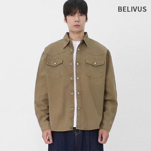 빌리버스 남자 셔츠 자켓 가을 환절기 오버핏 사파리 남방 VLS037_이미지