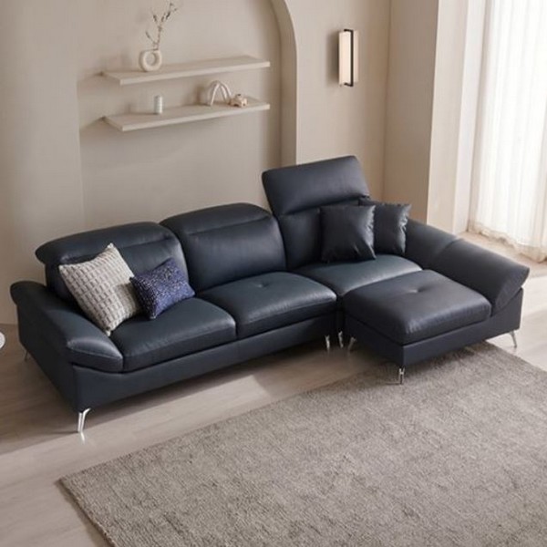 삼익가구 리버풀 헤드틸팅 천연가죽 소파 4인용 (카우치스툴포함)_이미지