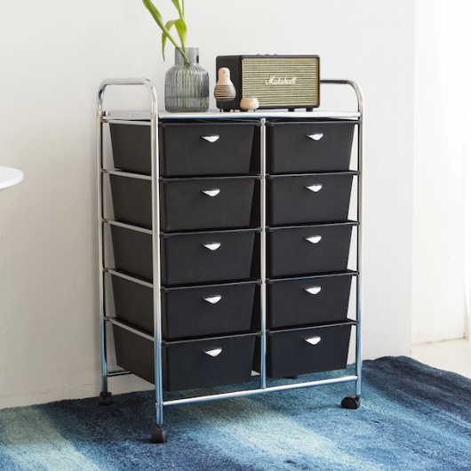 베스트리빙  미드센츄리 모던 크롬 더블 5단 트롤리