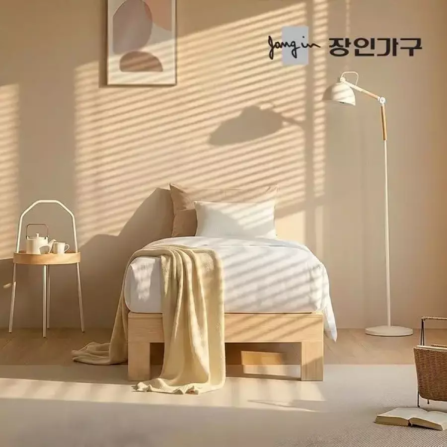 장인가구 온숨 편백나무 통원목 평상형 무헤드 H300 침대 MS 750