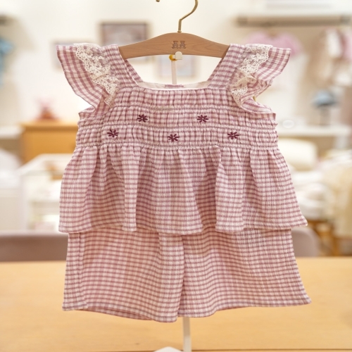 밍크뮤 LV 링클체크프릴블라우스.팬츠SET 34315-313-01.41005 백일/돌/출산선물