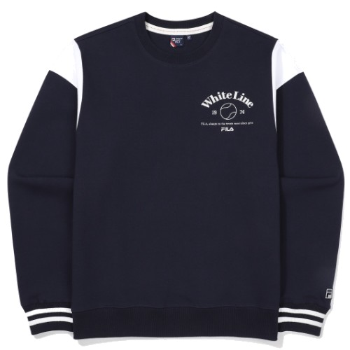 휠라 라이프 티핑 맨투맨 FS2POF1331X (INA, 잉크네이비)_이미지