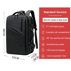 EURCOOL 15인치 노트북가방 대용량 22L-44L 확장 여행 비즈니스 방수 백팩