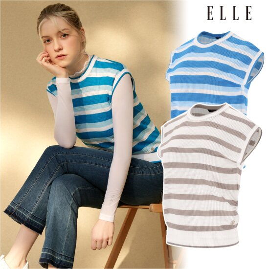 엘르골프 메쉬조직 풀오버 베스트 스웨터 6L43101