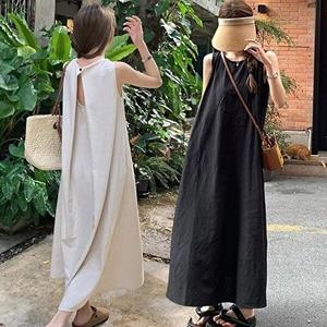 셀러허브 패션 JHP232TR_51IB 여성 여자원피스 뒷트임 A라인 롱 URK-305