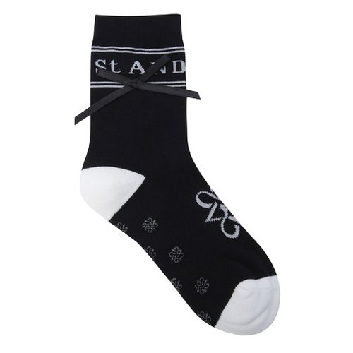 세인트앤드류스 스트라이프 로고 자카드 리본 중목 양말 821C3SC751 BK_이미지
