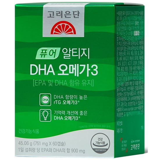 고려은단 퓨어 알티지 DHA 오메가3 751mg 60캡슐 (12개)_이미지