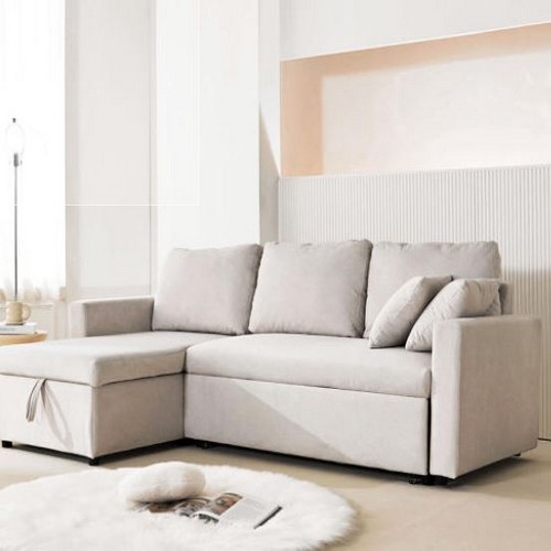 런스 편백황토숯 확장형 아쿠아텍스 패브릭 소파베드 4인용