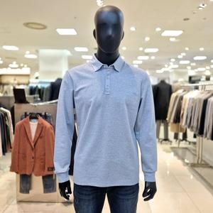  바쏘 블루그레이 면 스판 긴팔 남성카라티 BZS5KT21GR