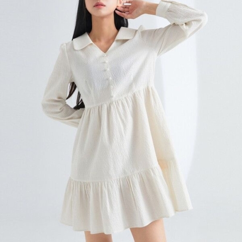 미쏘 A라인 버튼 미니 원피스 MIWOWC912G-T_이미지