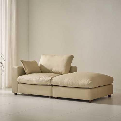 서광퍼니처 컴피 한팔형 구스 가죽 소파 1인용 (스툴포함)