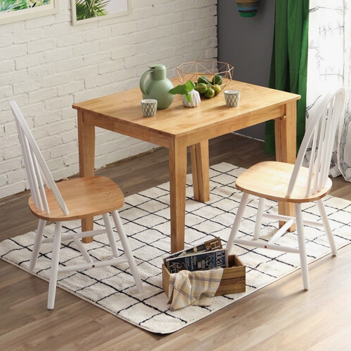 베스트리빙 슬라이딩 윈저 원목 확장형 식탁 1500 (의자2개)_이미지