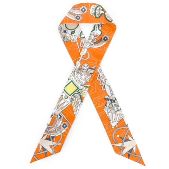 에르메스 오디세이 실크 트윌리 스카프 H063707S (09, 오렌지)_이미지