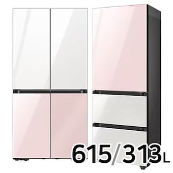 삼성전자 비스포크 키친핏 글램 <b>RF60DB9KF1AP</b> (화이트+핑크) + RQ33C7441AP (핑크+화이트)
