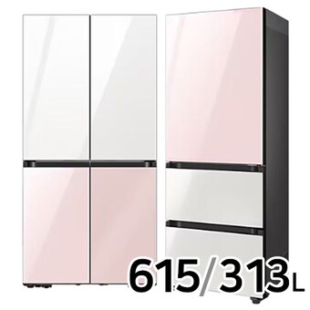 삼성전자 비스포크 키친핏 글램 RF60DB9KF1AP (화이트+핑크) + RQ33C7441AP (핑크+화이트)
