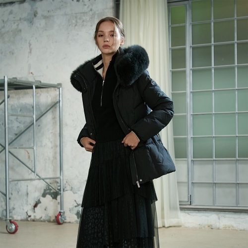 에고이스트 여성 웨이스트 벨티드 폭스퍼 구스 숏점퍼 ER4TD003_이미지