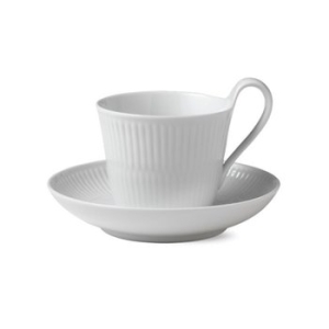 로얄코펜하겐 화이트 플루티드 하이핸들 컵소서 250ml_이미지