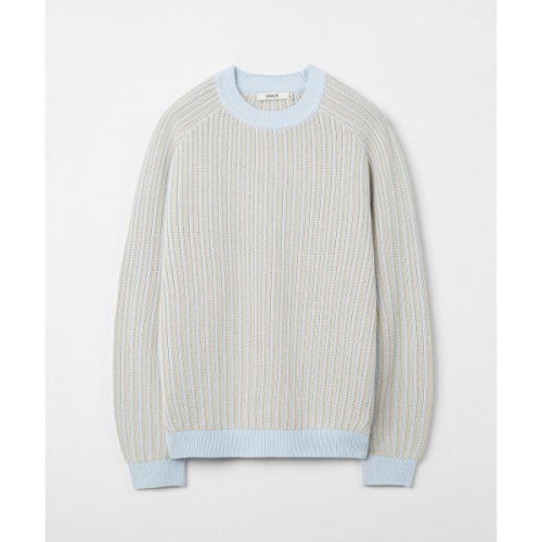 키뮤어 KIIMUIR 스트라이프 투톤 멀티 크루넥 니트_스카이 블루 KBDSUKL003SB 515673_이미지
