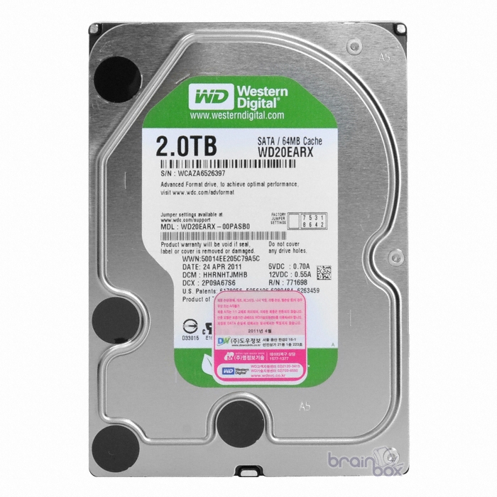 Western Digital WD Caviar Green 5400/64M/리퍼비시 (WD20EARX, 2TB)