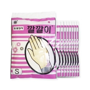 동광 깔깔이 미용장갑 염색 라텍스장갑 10개 S 미색