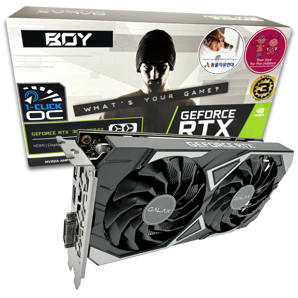 갤럭시 BOY 지포스 RTX 3050 EX BLACK D6 6GB DVI_이미지