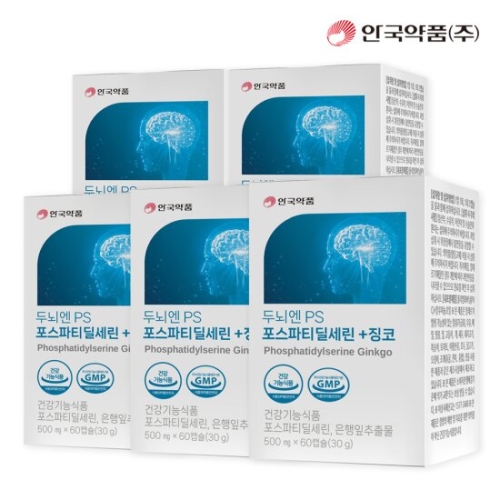 안국약품 두뇌엔PS 포스파티딜세린+징코 500mg 60캡슐 (5개)_이미지