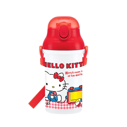 헬로키티 긴감체크 플라스틱 스트로 보틀 400ML-스케