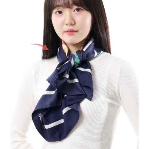 발리 WSC03OSE152-U591 일러스트레이션 프린트 실크 스카프