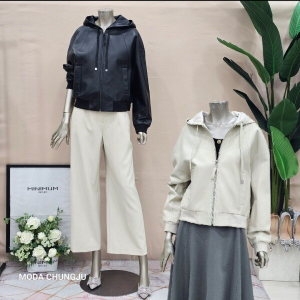 미니멈 패플 MD 면배색 후드 리얼양가죽 점퍼 자켓 MD MMZAKLJ29