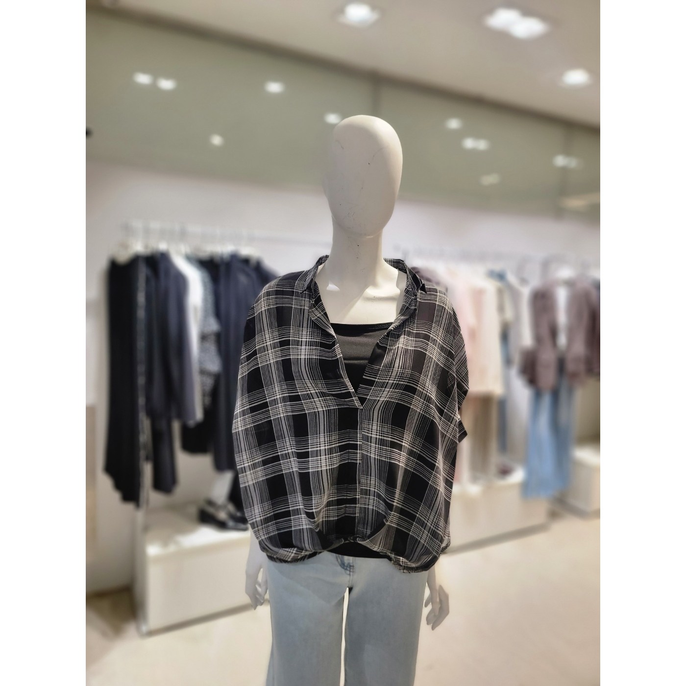 신원 베스띠벨리 체크쉬폰블라우스BMBAF7488