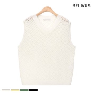  빌리버스 여름 린넨 브이넥 베스트_BWWT034