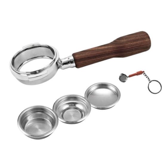 칼딘 크레마 바텀리스 포타필터 58mm + 2종바스켓 + 백플러싱바스켓 + 키링 세트 (로즈월넛)_이미지